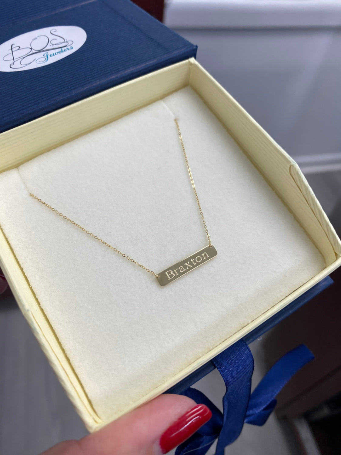 Small Engravable Bar Plate Necklace