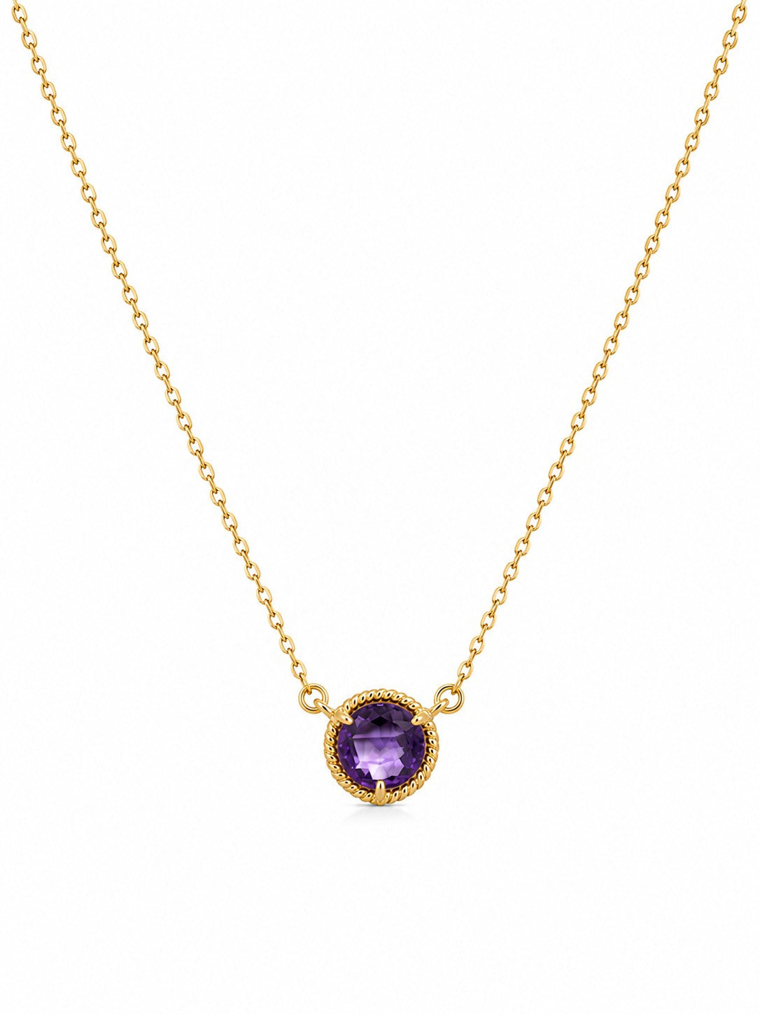 Round Amethyst Rope Halo Jewelry Set