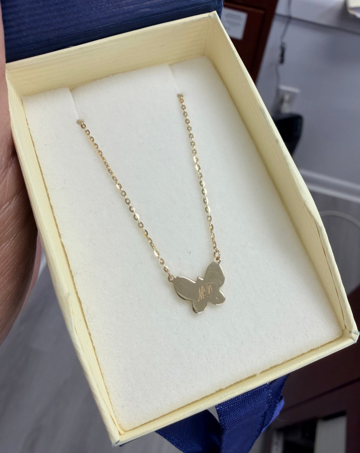 Single Mother of Pearl Butterfly Necklace