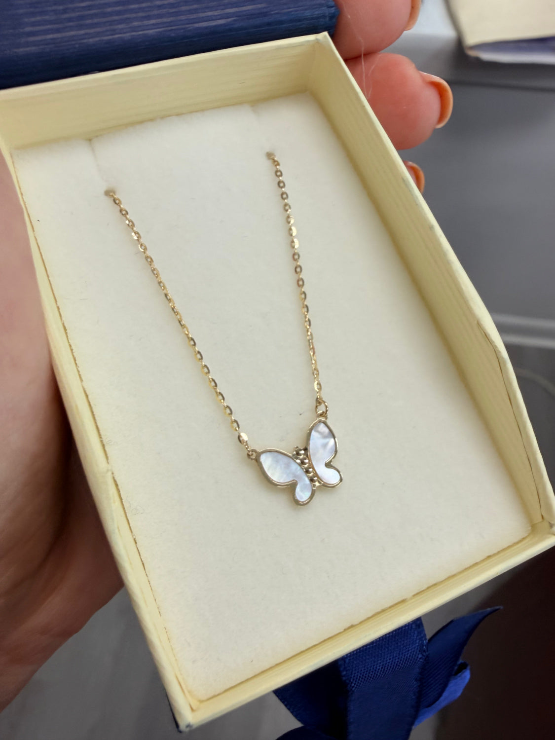 Single Mother of Pearl Butterfly Necklace