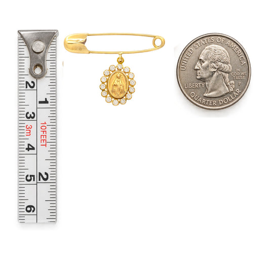 Cubic Zirconia Embellished Miraculous Medal Baby Pin