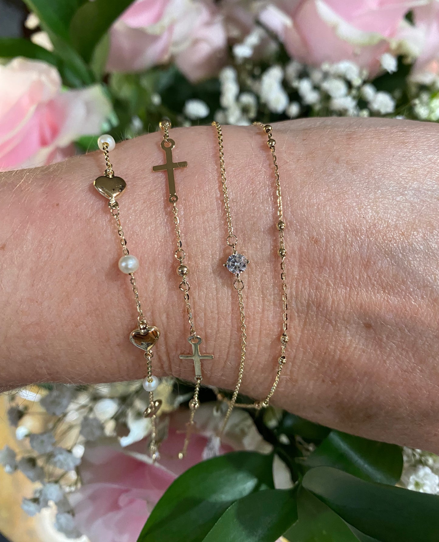 Station Double 2mm Bead Bracelet (1 Inch apart)