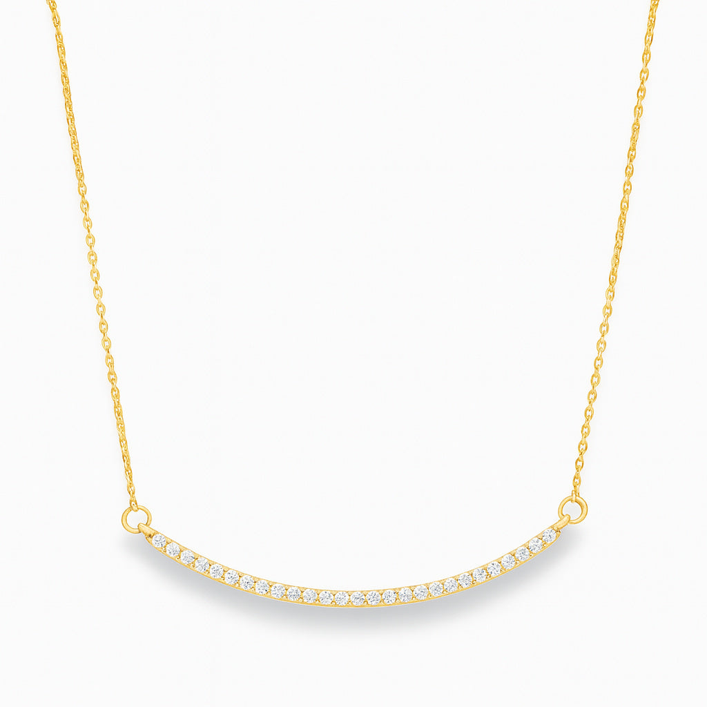 Thin Curved Bar Cubic Zirconia Necklace