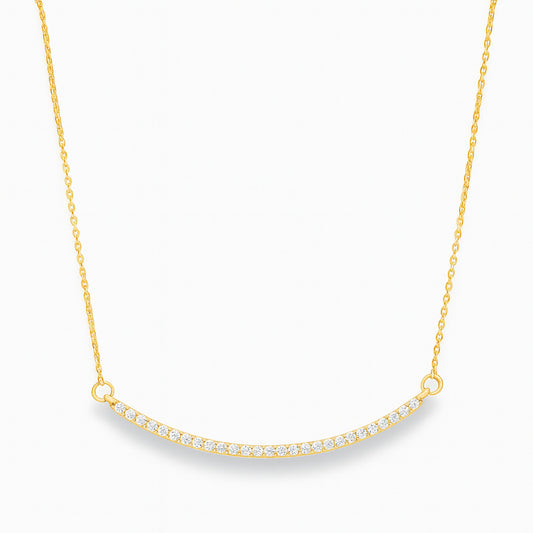 Thin Curved Bar Cubic Zirconia Necklace