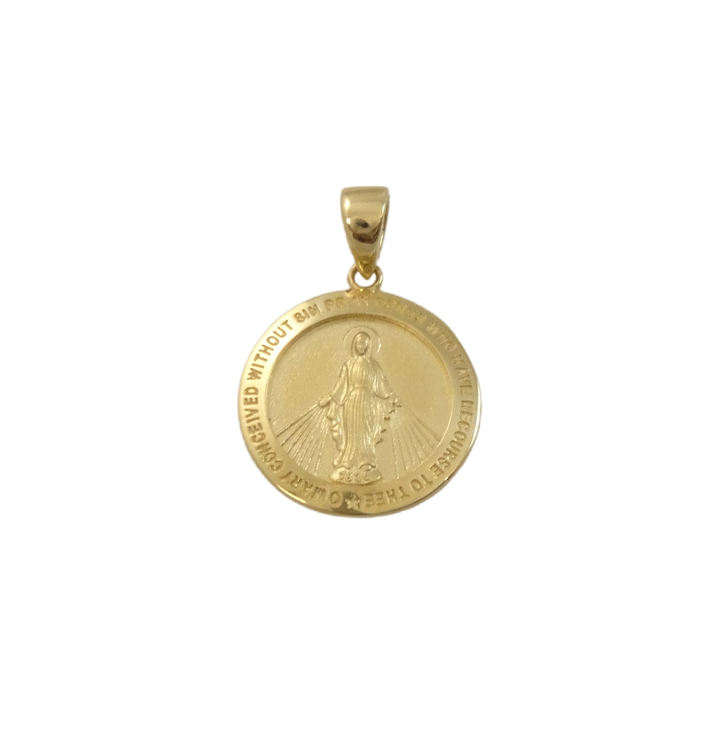 Round Miraculous Medal 14.70mm 14KY Gold