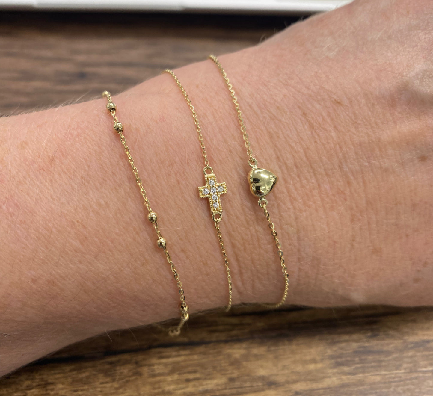 Pave Cubic Zirconia Mini Single Cross Bracelet