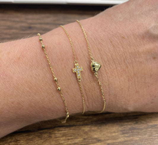 Pave Cubic Zirconia Mini Single Cross Bracelet