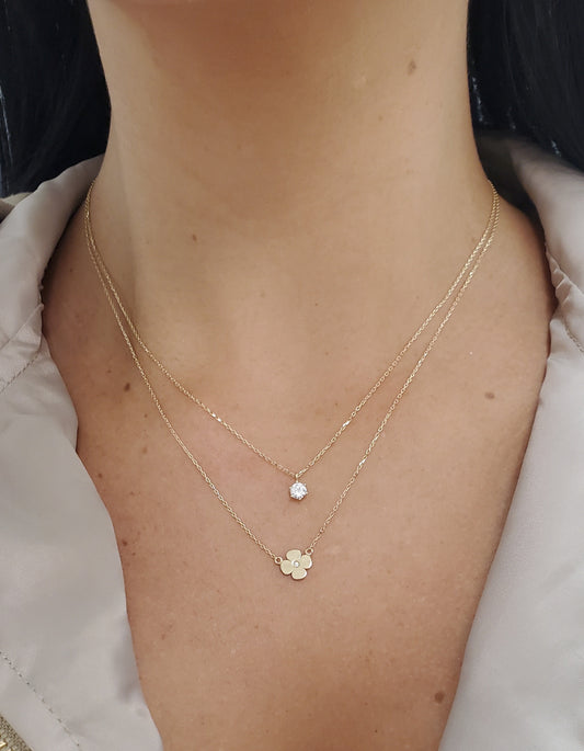 Cubic Zirconia Flower Necklace