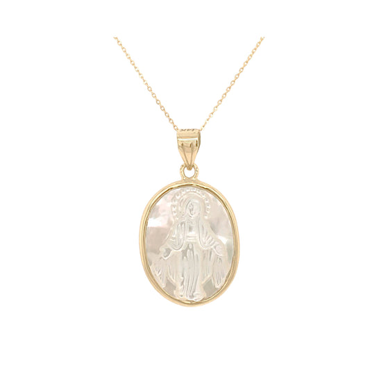 Oval Mother of Pearl Miraculous Medal (20X16mm)