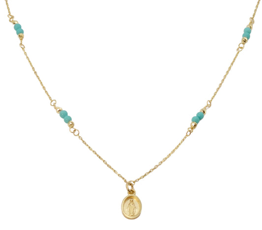 Turquoise Necklace with Miraculous Medal