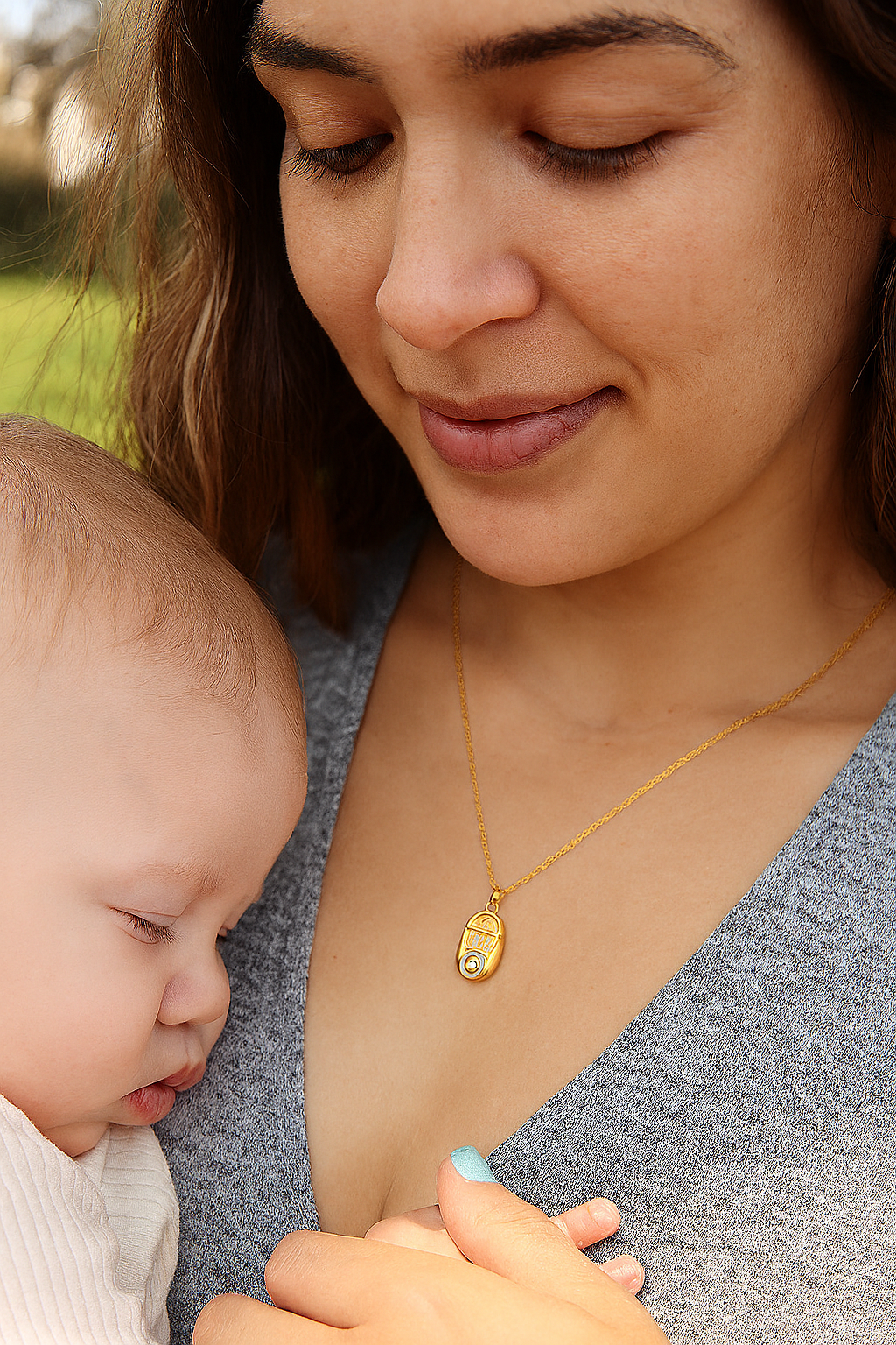 Enamel Evil Eye Baby Shoe Pendant Necklace