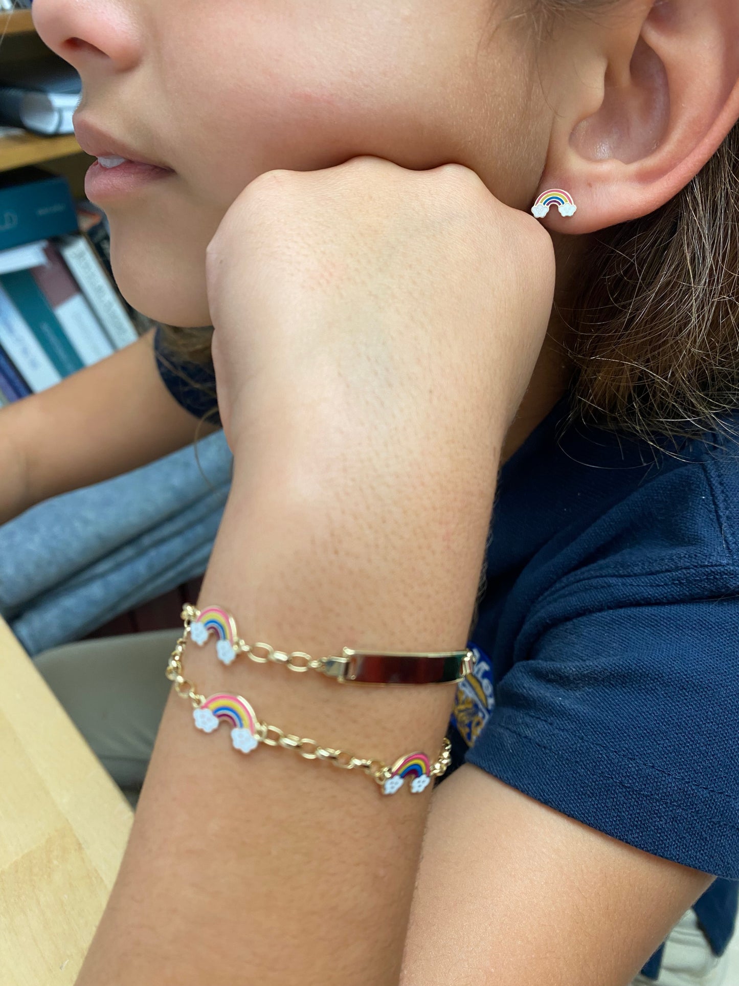 Over The Rainbow Enamel Charm Station Rolo Link Children's Bracelet