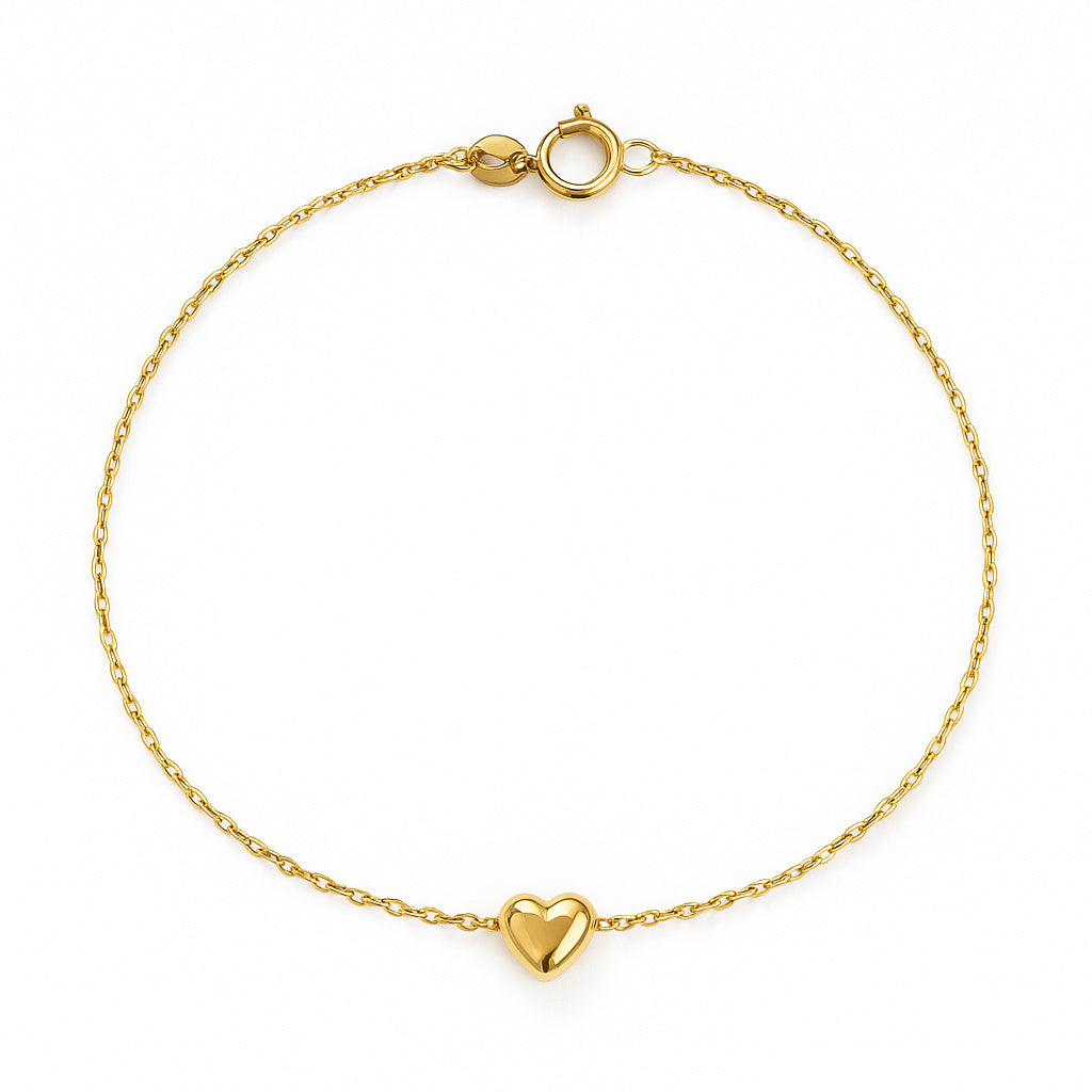 Mini Puff Heart Bracelet 14K Gold