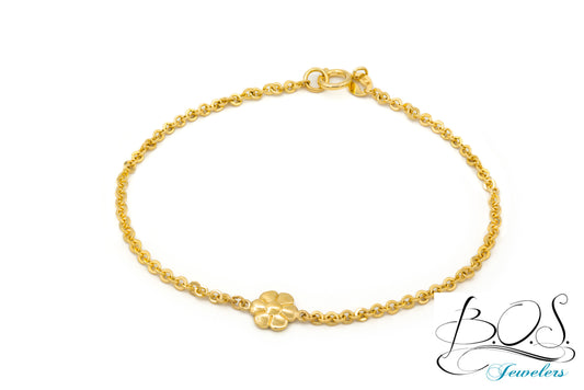14K Gold 7" Single Flower Bracelet