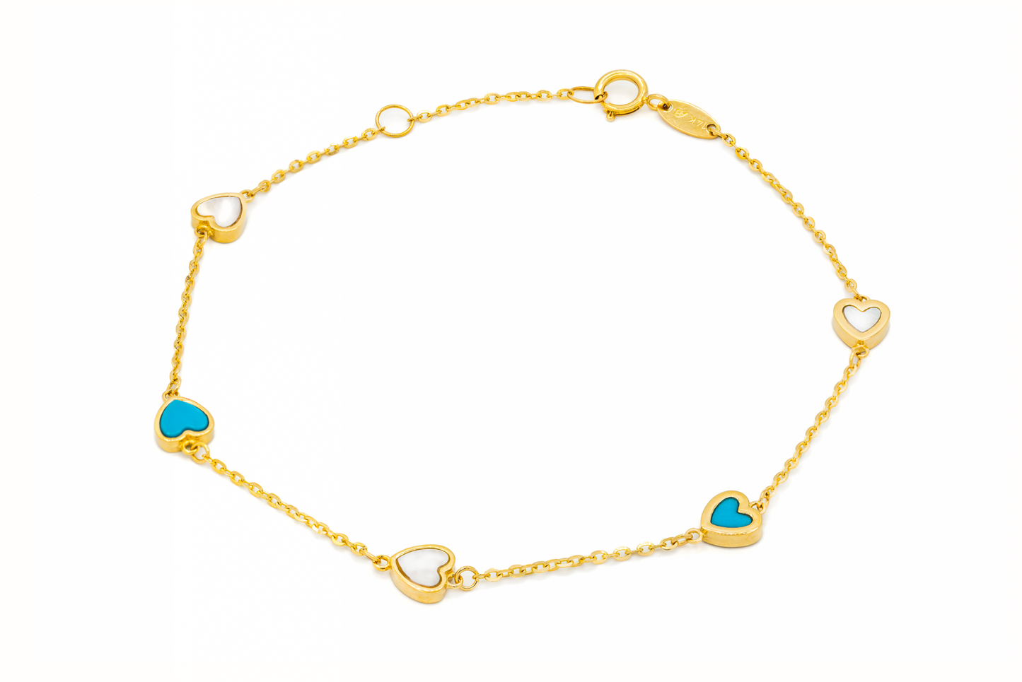 Hearts with Pearl & Turquoise Bracelet