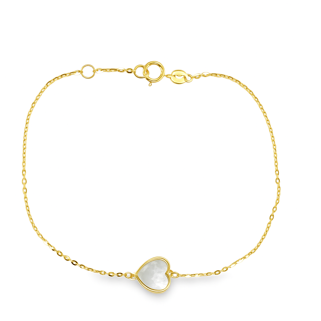 Single Double-Sided Checkered Mother of Pearl Heart Bracelet