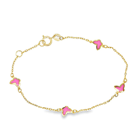 Pink Enamel Butterfly Bracelet