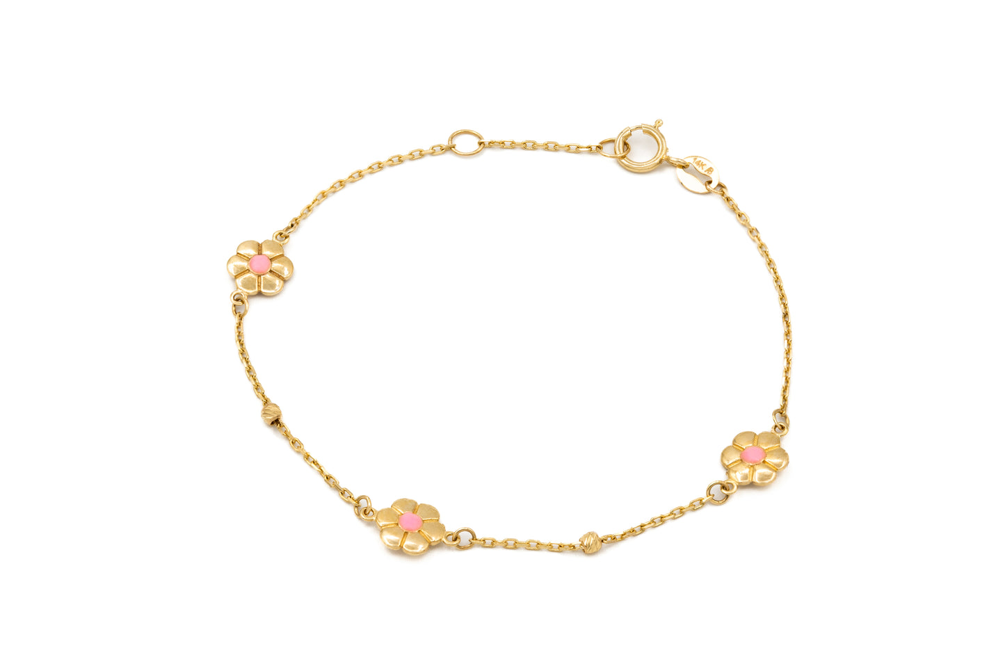 Pink Enamel Flower Bracelet