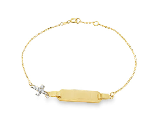 Baby ID bracelet with Cubic Zirconia Accent Cross