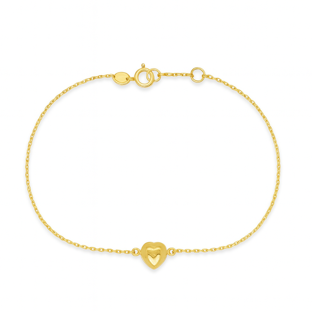 Mini Puff Heart Bracelet 14K Gold