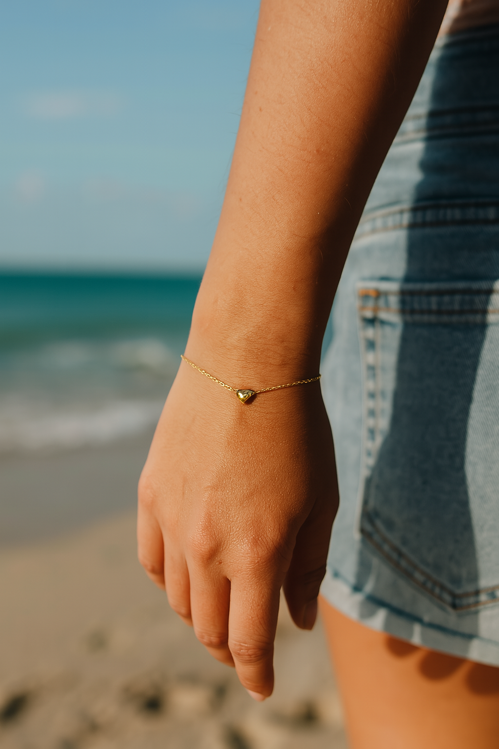 Mini Puff Heart Bracelet 14K Gold