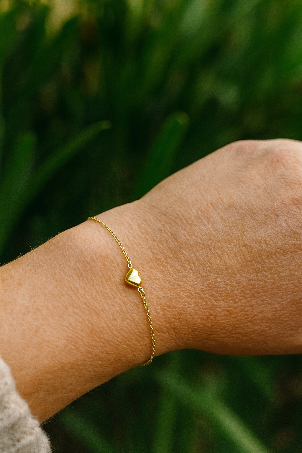 Mini Puff Heart Bracelet 14K Gold