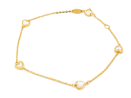 Mini Mother of Pearl Hearts Bracelet