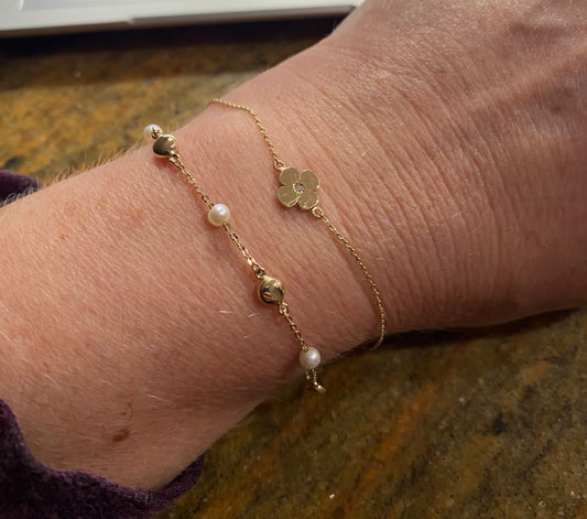 Freshwater Pearl And Button Bead Station Bracelet