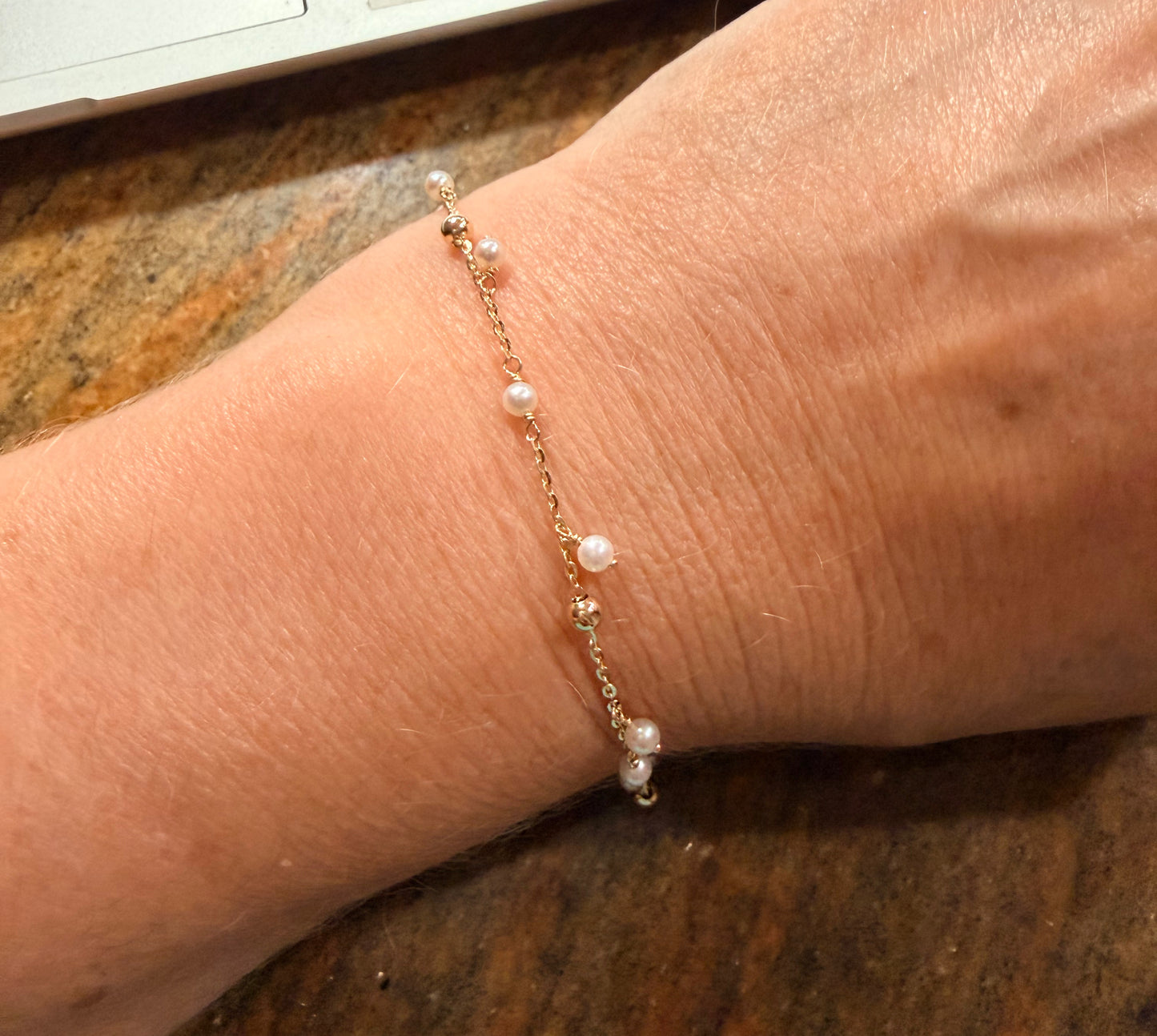 Freshwater Dangle Pearl And Bead Station Bracelet