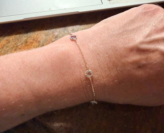 Rope Twist Halo Round Amethyst & Blue Topaz Station Bracelet