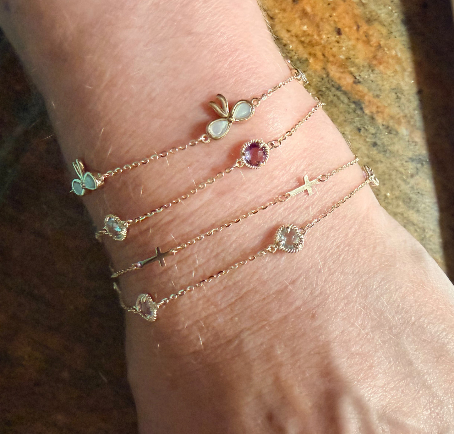 Rope Twist Halo Round Amethyst & Blue Topaz Station Bracelet