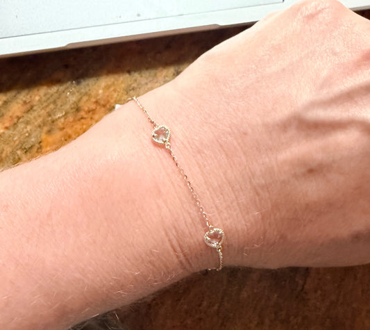 Rope Twist Halo Heart Amethyst & Blue Topaz Station Bracelet