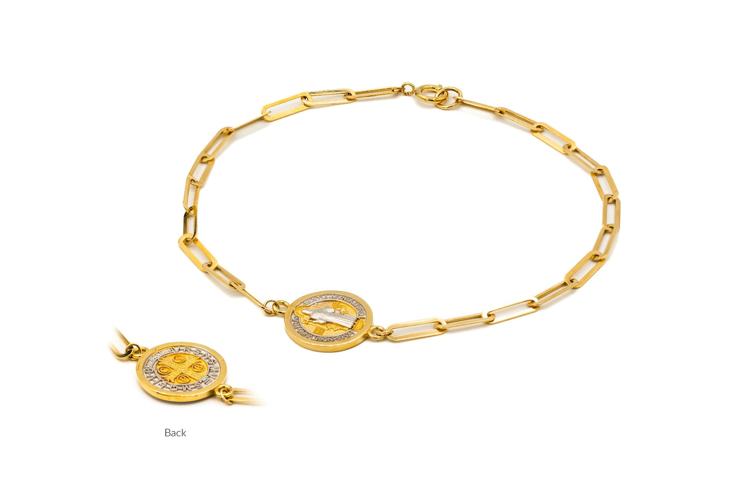 St Benedict Medal On Paperclip Bracelet