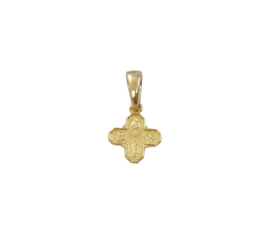 14KY Gold Miniature Four-Way Medal Cross
