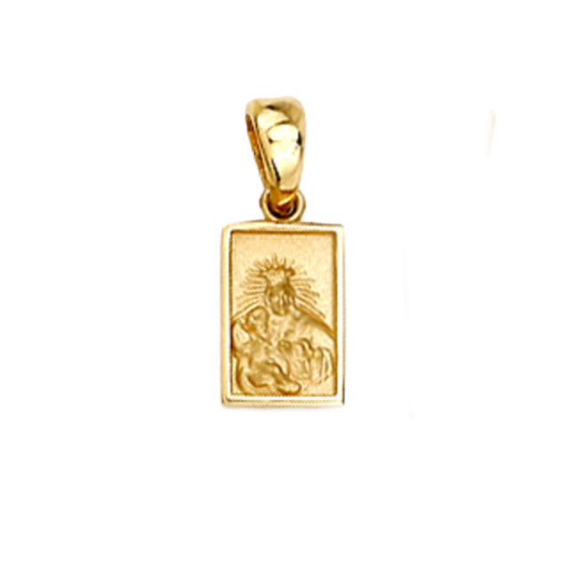 Small Scapular Medal Pendant 14 Karat Yellow Gold