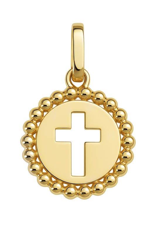 Beaded Cut Out Cross Medal Pendant