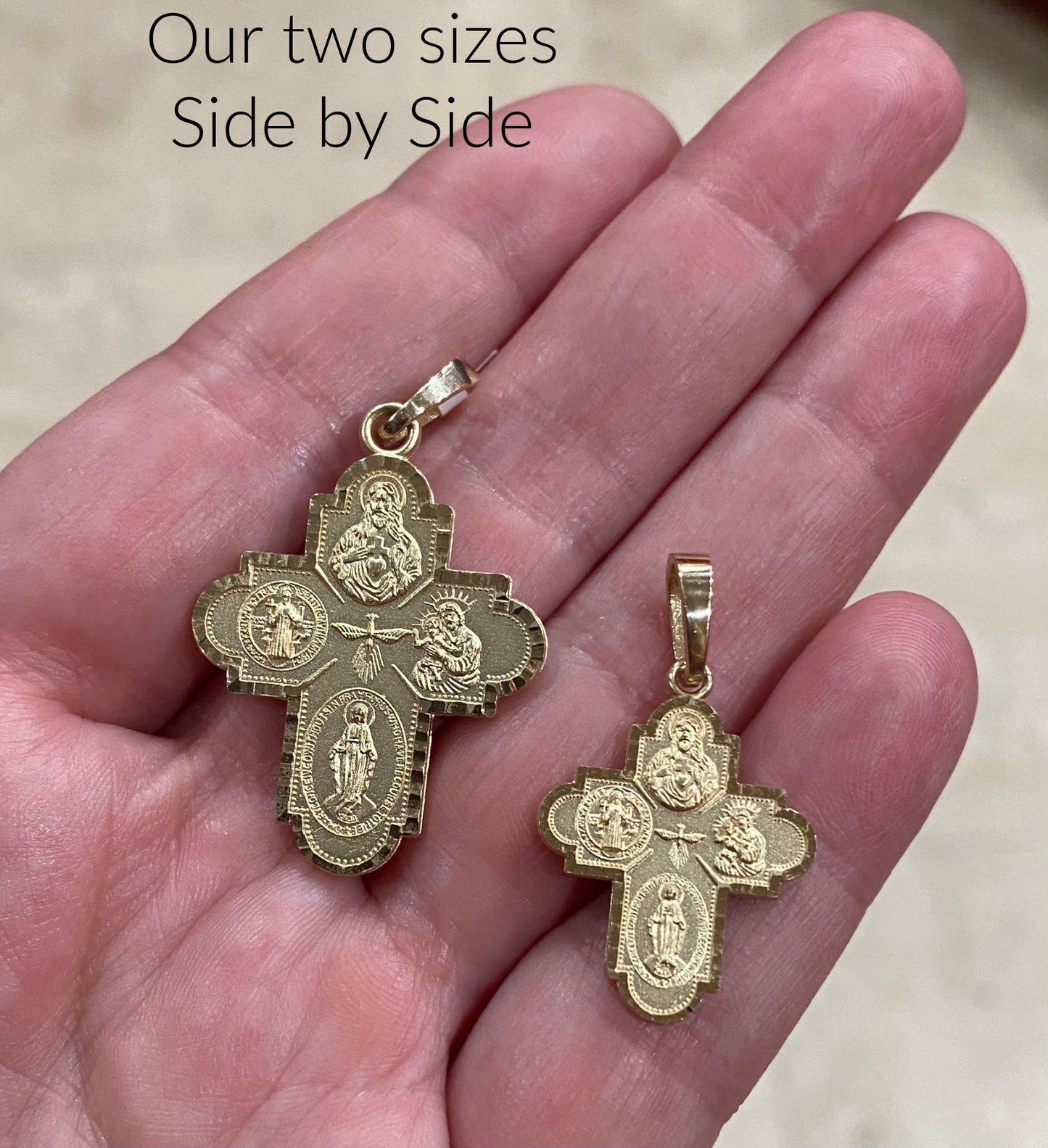 Small Four-Way Patron Saint Scapular Cross Pendant