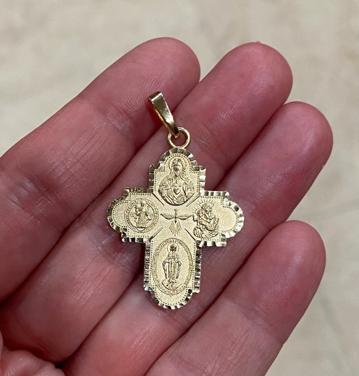 Large Four-Way Patron Saint Scapular Cross Pendant