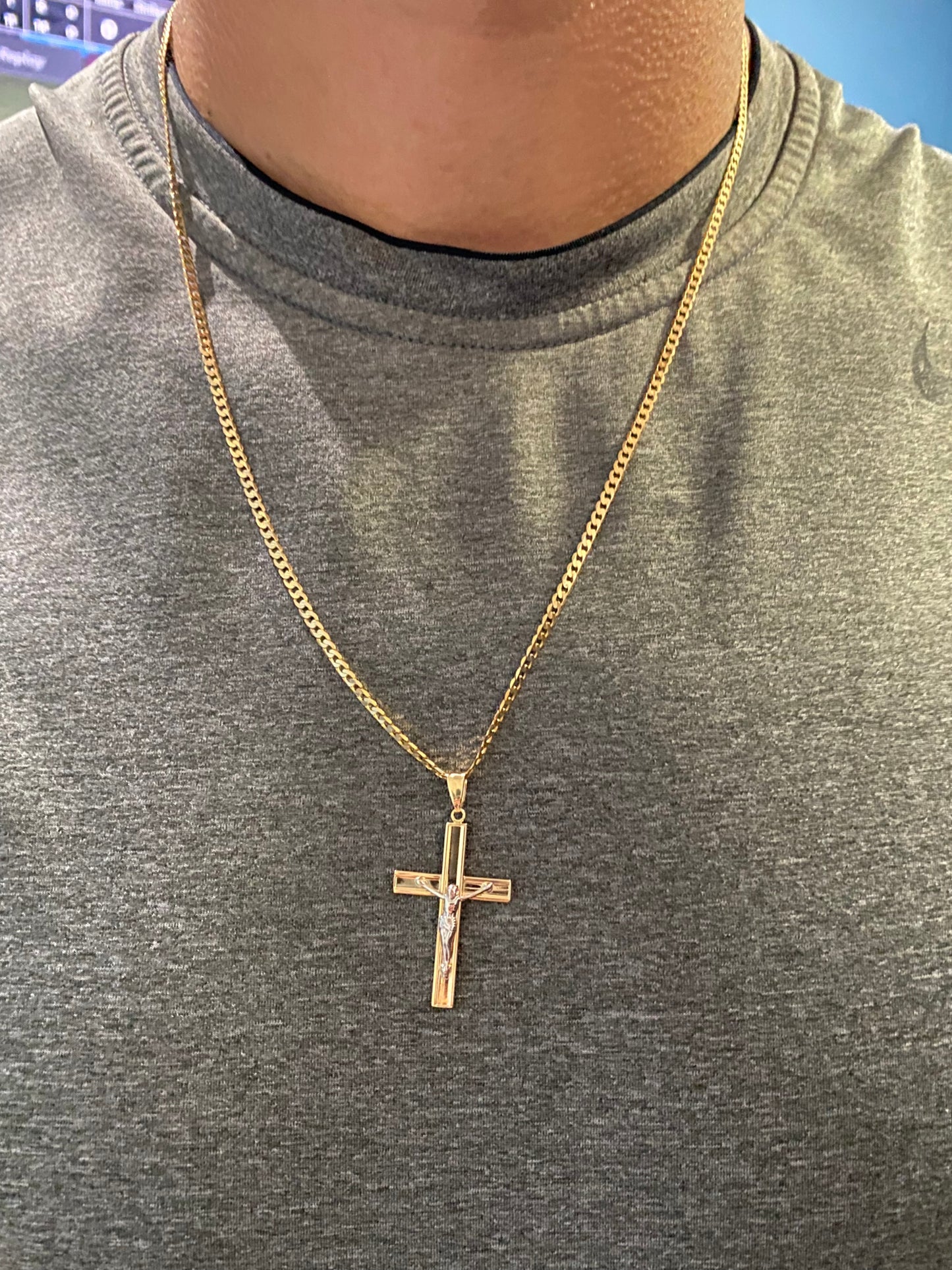 Large Two-Tone Crucifix Cross with Jesus Christ