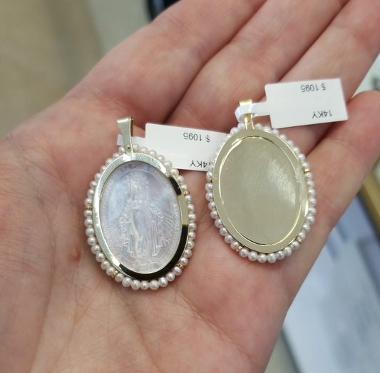 Mother of Pearl Miraculous Medal with Mini Pearl Frame