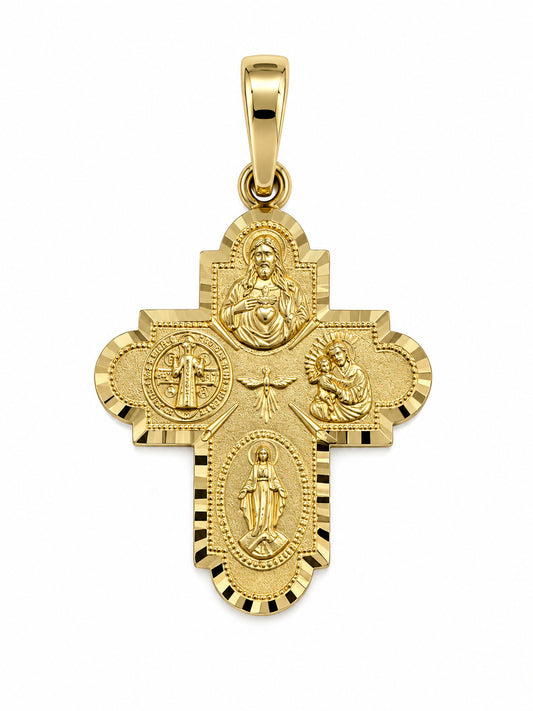 Four-Way Patron Saint Scapular Cross Pendant