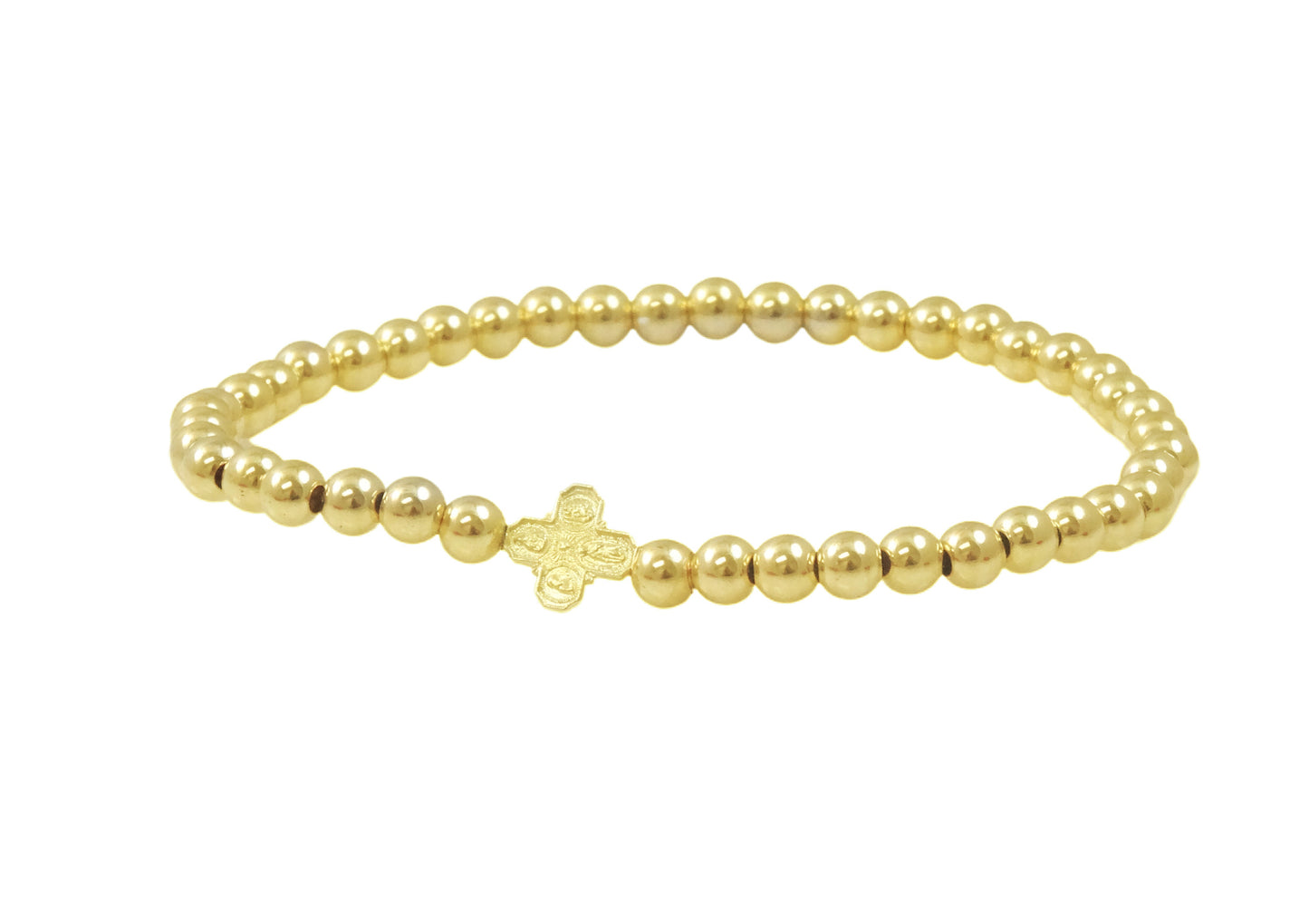 Four-Way Cross Gold Filled Elastic Bracelet (8X8MM)