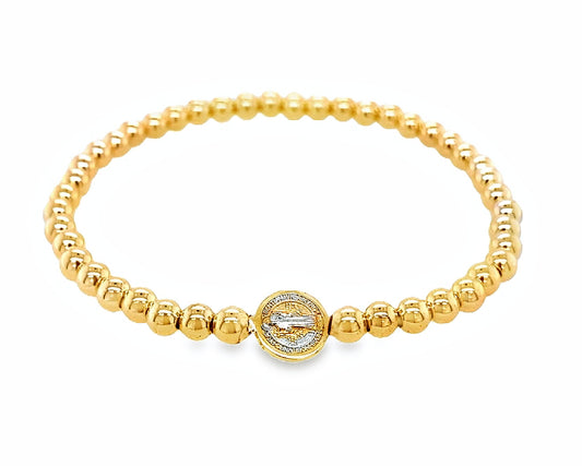 Mini St. Benedict Gold Filled Elastic Bracelet (8.0MM)