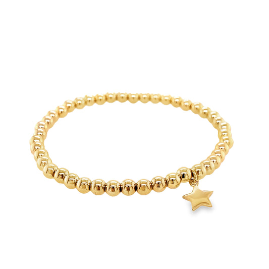 Single Star Dangle Gold Filled Bead Elastic Bracelet