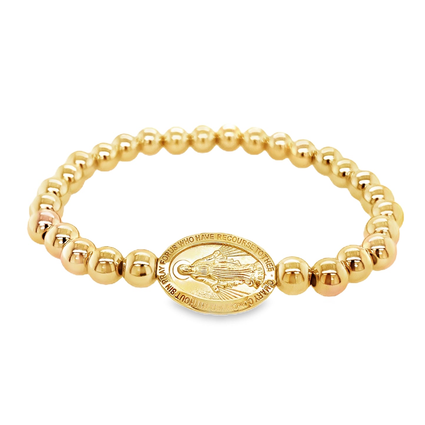 Miraculous Gold Filled Bead Elastic Bracelet (18X12mm)