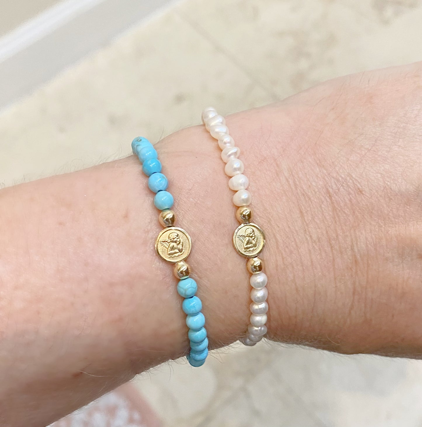 Guardian Angel Pearl Elastic Bracelet (8.0MM)