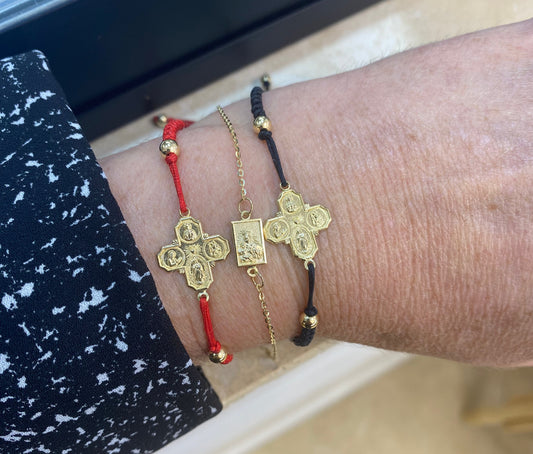 4-Way Medal Cross Macrame Bracelet