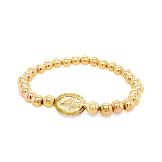 Miraculous Gold Filled Bead Elastic Bracelet (15X11mm)