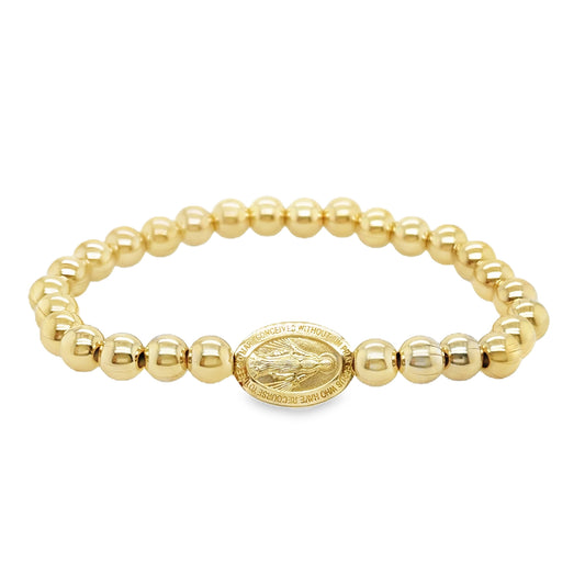 Miraculous Gold Filled Bead Elastic Bracelet (15X11mm)