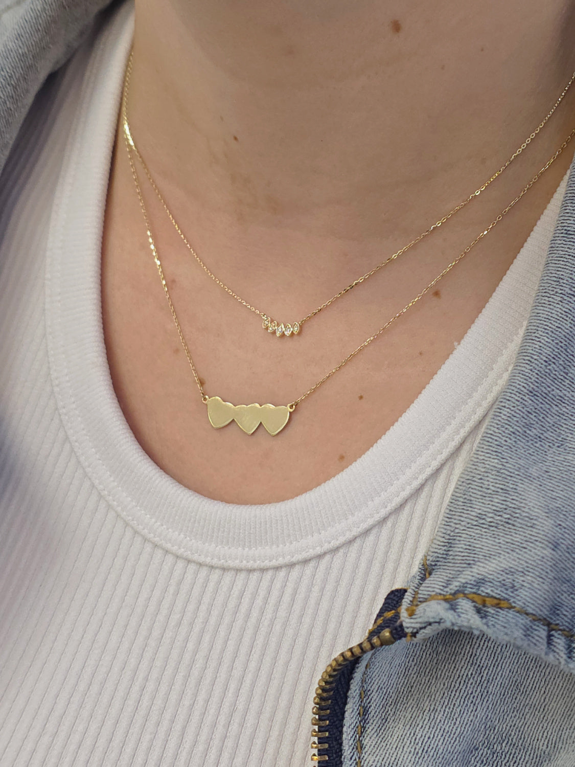 Trio Heart Pendant Necklace